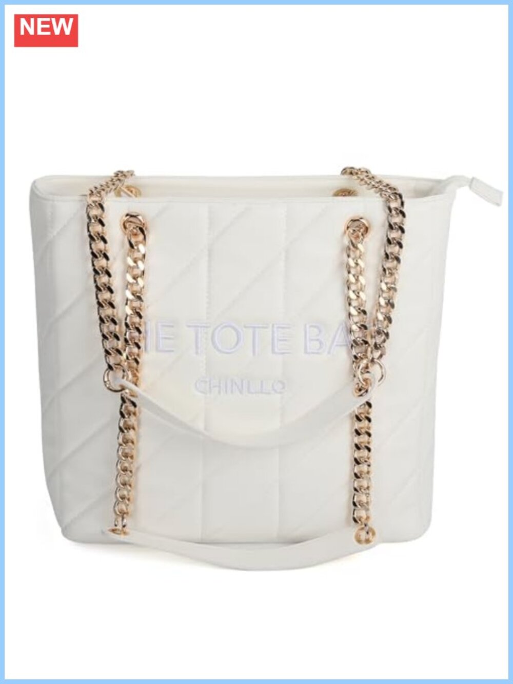 Quilted Tote Bag Medium Chain Handle Handbag Purse